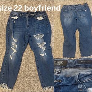 Judy Blue Boyfriend Distressed Blue Jeans